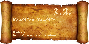 Kovács Xavér névjegykártya